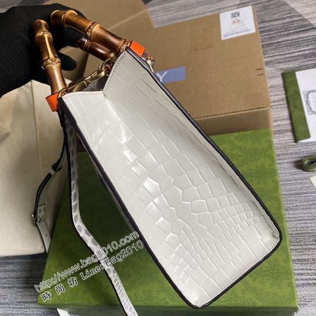 Gucci新款女包 古馳鱷魚紋牛皮竹節包 竹節提手雙G配件 Gucci小號托特包 660195  ydg3298
